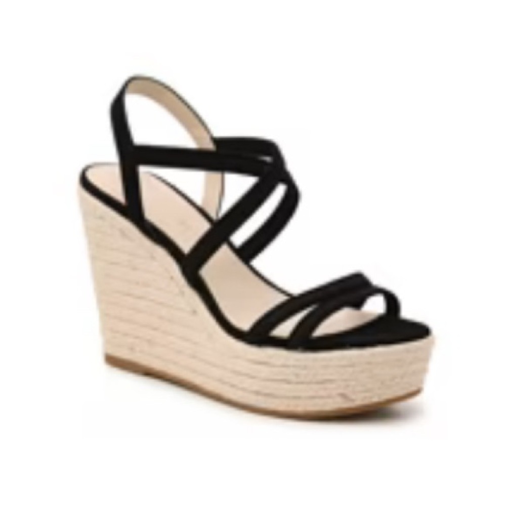 Pelle Moda Black Espadrille Wedges